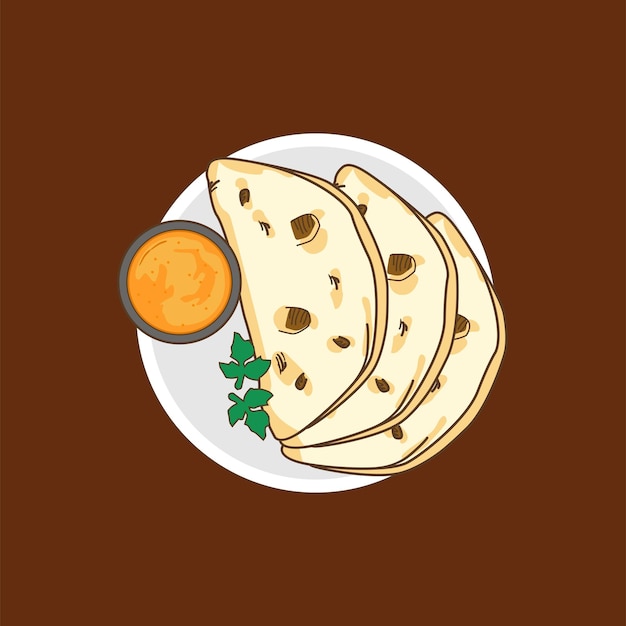 Naan 빵 그림 인도 요리 벡터 스톡