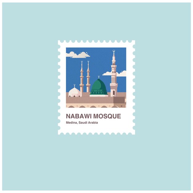 Vettore timbri con design della moschea nabawi