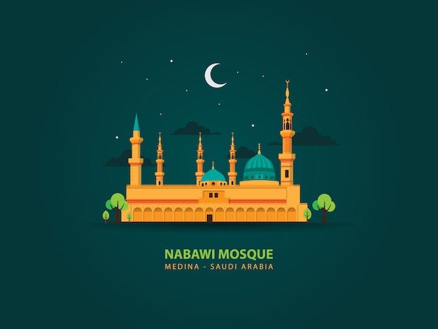 Vector nabawi mosque, porphet muhammad mosque medina