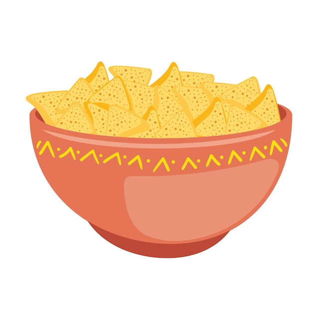 Vector nachos in a bowl icon isolated