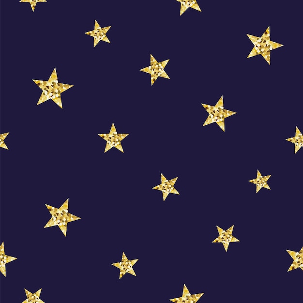 Nacht naadloze patroon met gouden glitter getextureerde sterren op de donker blauwe achtergrond sterrenhemel behang ontwerp voor uitnodigingen wallpapaer pakketontwerp schattig nacht sjabloon vectorillustraties