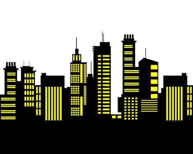 Nacht stad skyline silhouet illustratie