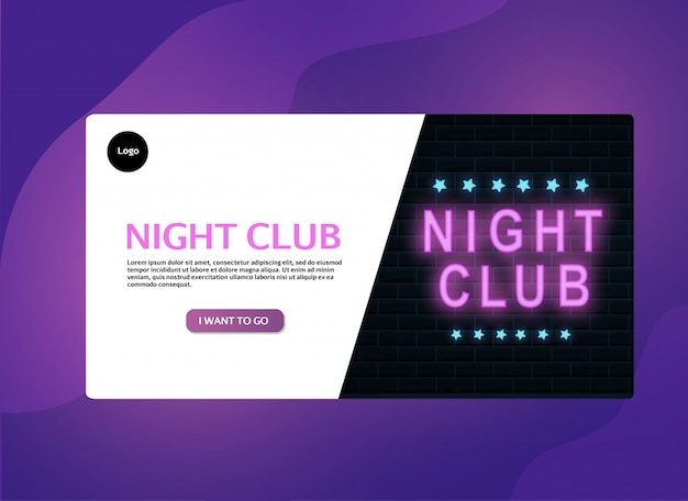 Vector nachtclub banner in neon kleur.