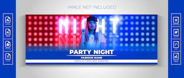 Nachtclub dj party facebook banner creatief ontwerpsjabloon Premium Vector