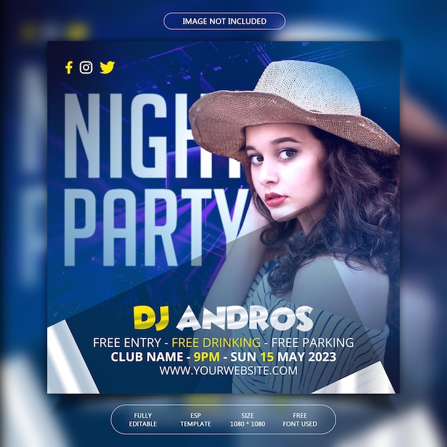 Nachtclub feest flyer social media post premium