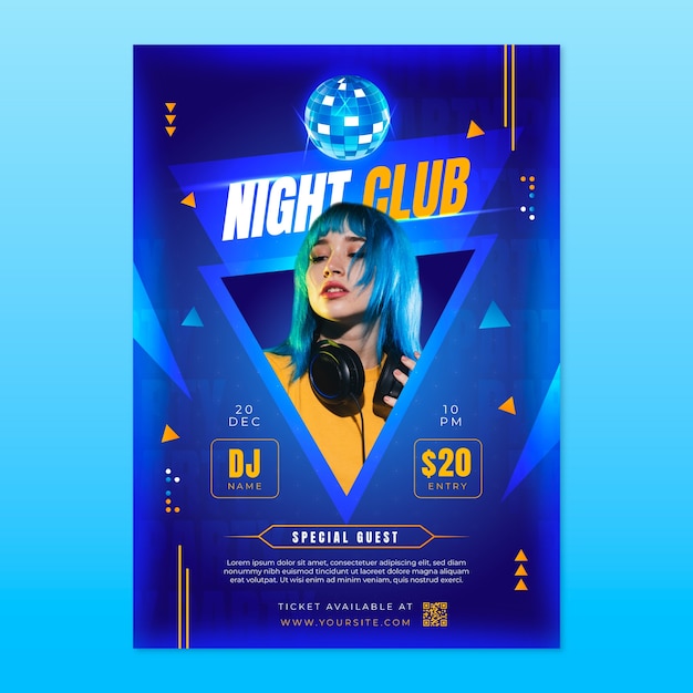 Nachtclub partij verticale poster sjabloon