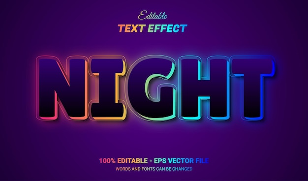 Vector nachtelijk bewerkbaar tekst-effect