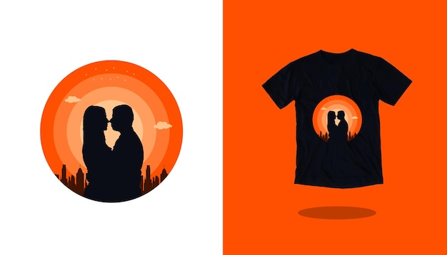 Nachtelijke hemelillustratie romantisch t-shirtontwerp Premium Vector