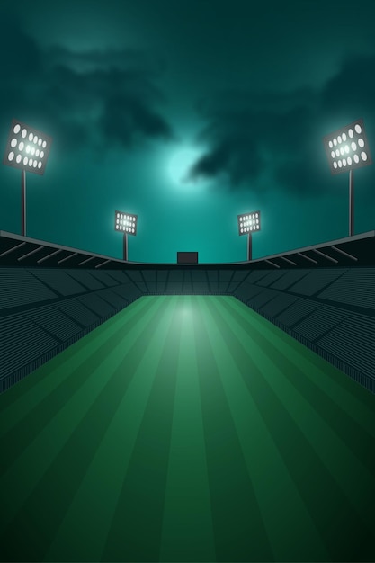 Nachtelijke stadionillustratie voor sportachtergrond