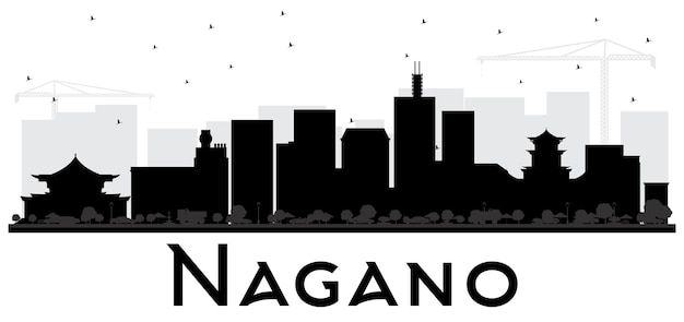 Vector nagano japan city skyline black and white silhouette. vector illustration. simple flat concept for tourism presentation, placard. business travel concept. nagano cityscape with landmarks.