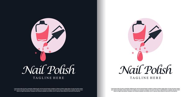 Nagellak logo met creatief concept premium vector