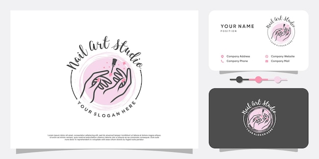 Nagellak logo ontwerp vector met creatieve unieke stijl