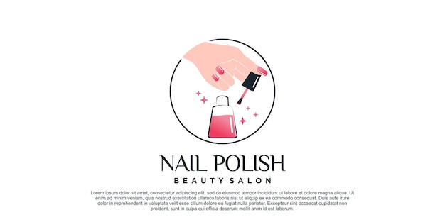 Nagellak logo-ontwerp voor manicure schoonheidssalon met creatief concept Premium Vector