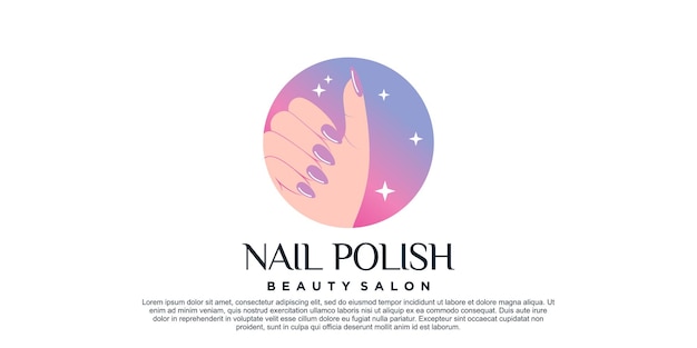 Nagellak logo-ontwerp voor manicure schoonheidssalon met creatief concept Premium Vector