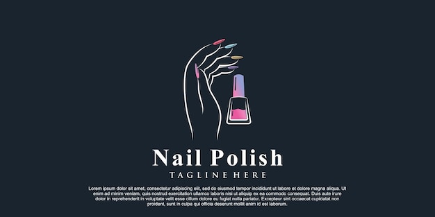 Nagellak pictogram logo-ontwerp voor nagelsalon of schoonheidsstudio met creatief concept premium vector