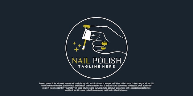 Nagellak pictogram logo-ontwerp voor nagelsalon of schoonheidsstudio met creatief concept Premium Vector