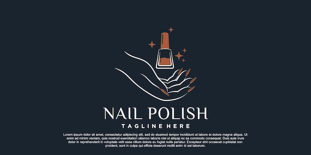 Nagellak pictogram logo-ontwerp voor nagelsalon of schoonheidsstudio met creatief concept Premium Vector