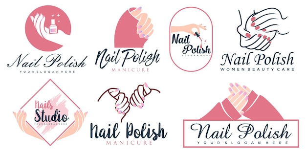 Nagellak pictogrammenset logo ontwerpsjabloon