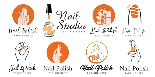 Vector nagellogo-collectie met creatief en uniek elementconcept