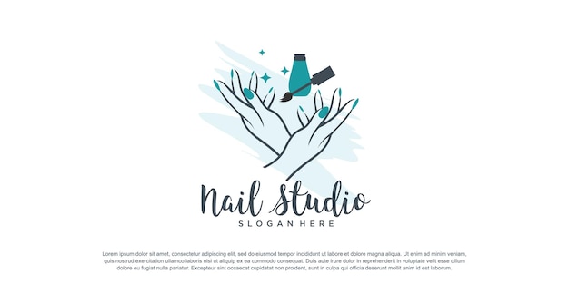 Vector nagellogo-ontwerpconcept voor schoonheid met creatieve elementstijl