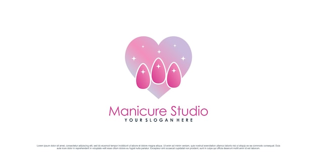 Nagelpictogram logo-ontwerp voor manicurestudio of nagelsalon met creatief concept Premium Vector