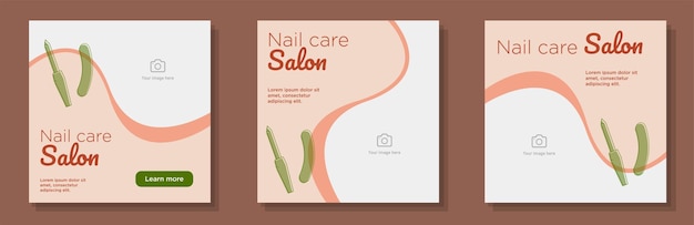 Nagelvijl salon social media post banner set pedicure winkel advertentie concept manicure nagels