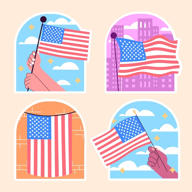 Naïeve amerikaanse vlag patriottische stickers