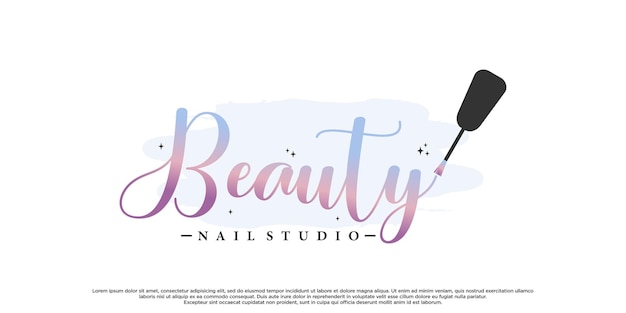 Nail art or nail polish for beauty logo design with unique concept Premium Vector