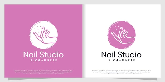 Nail beauty logo design for beauty with creative element concept Premium Vector