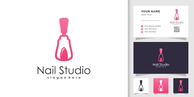 Nail beauty logo design template premium vector