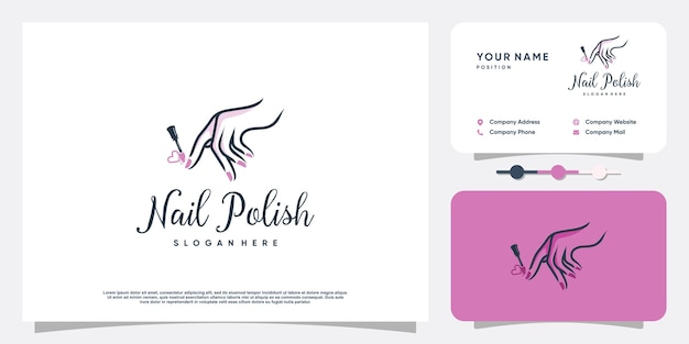 Vector nail beauty logo design with creative element style for fashion premium vector