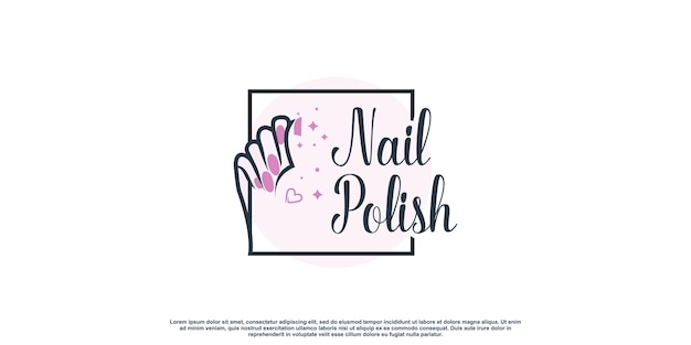 Nail beauty logo design with creative element style for fashion premium vector