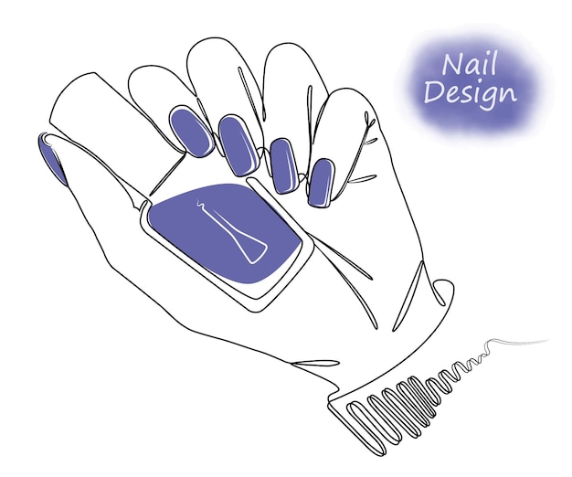 Nail design hand met vernis schets eps10