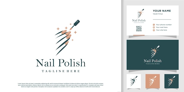 Nail logo design template with creative abstract style premium vector