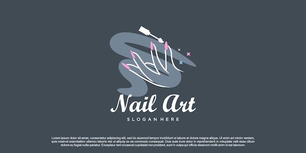 Nail logo design vettoriale per la bellezza o lo stile di vita con un concetto unico