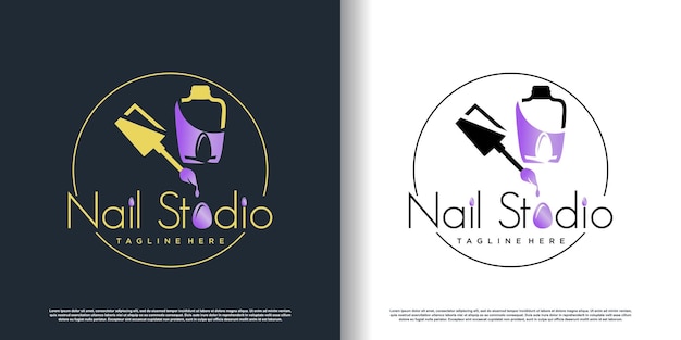 Вектор дизайна логотипа ногтей с креативной концепцией красоты и моды премиум вектор