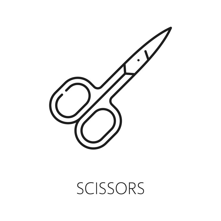 Vector nail manicure service lijn icoon met schaar