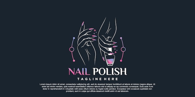 Vector nail polish icon logo design for nail salon or beauty studio with creative concept premium vector