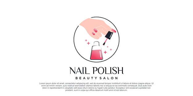 Nail polish logo design for manicure beauty salon with creative concept Premium Vector