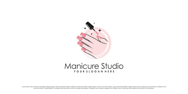Дизайн логотипа лака для ногтей для студии маникюра или маникюрного салона с креативным элементом Premium векторы