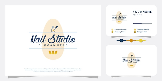 Smalto per unghie logo design vettoriale con uno stile unico e creativo