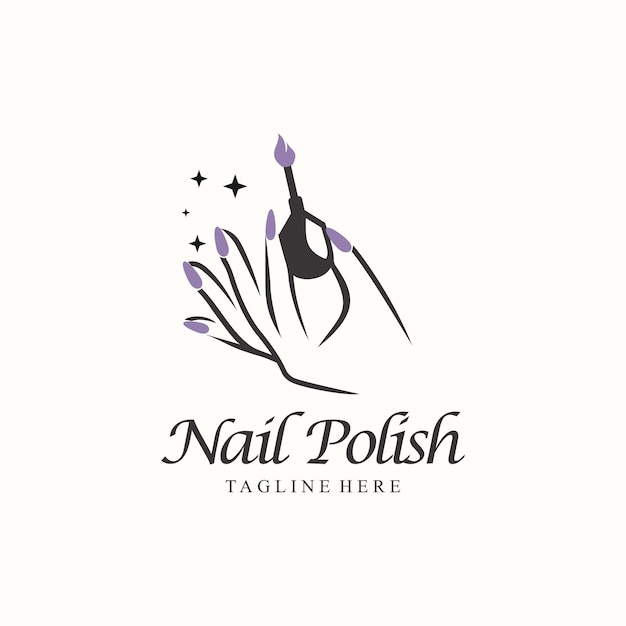 Nail polish logo icon with modern creative and unique concept design Premium Vector