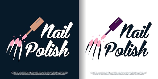 Nail polish logo icon with modern creative and unique concept premium vector