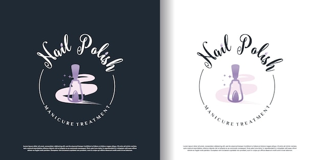 Nail polish logo icon with modern creative and unique concept premium vector