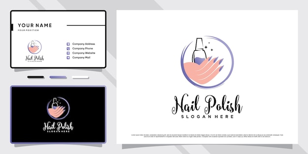 Nail polish logo with creative modern concept and business card design Premium Vector