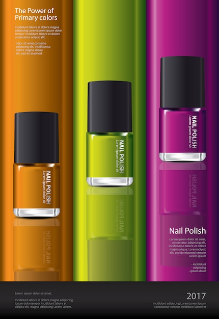 Nail polish poster design template vector illustration