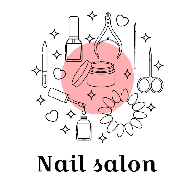 Nail Salon - vector logo, icon with fingernails in different shapes. Beauty  spa illustration with creative manicure style for women and girls Stock  Vector | Adobe Stock