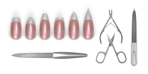 Nail shapes different shapes of nails and realistic equipment for Nails