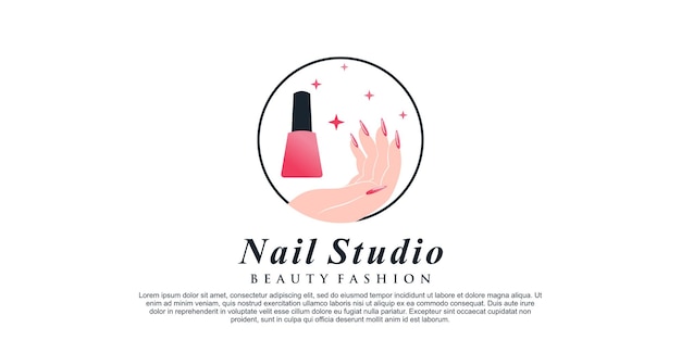創造的なコンセプトを持つ女性の美容院のためのネイルスタジオのロゴデザインのインスピレーション premiumベクター