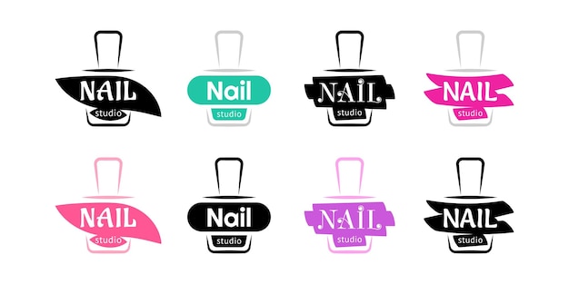 Nail studio logo design set Vector